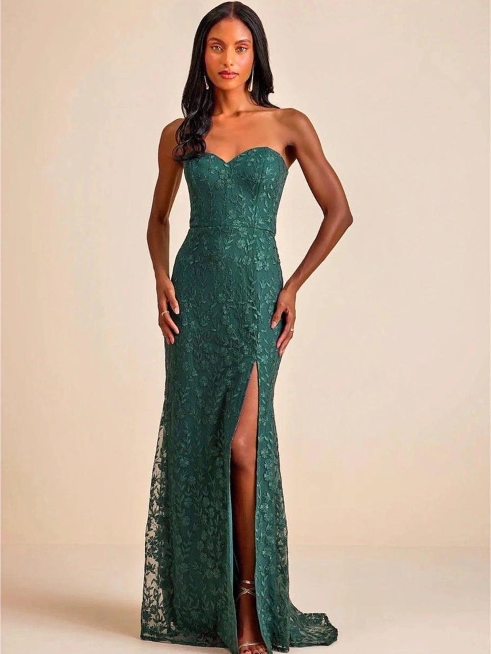 Green Lace Maxi Dress NWT